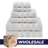 6 Piece 100% Cotton Turkish Bulk Bath Towels - Wholesale Premium Towel Sets - 10 Set Case Pack
