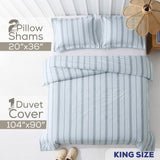Wholesale 100% Washed Cotton Percale Duvet Cover Set – 200TC Yarn-Dyed Striped Hotel Bedding Set
