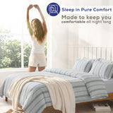 Wholesale 100% Washed Cotton Percale Duvet Cover Set – 200TC Yarn-Dyed Striped Hotel Bedding Set