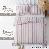 Wholesale 100% Washed Cotton Percale Duvet Cover Set – 200TC Yarn-Dyed Striped Hotel Bedding Set