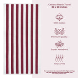 Cabana Striped Oversized Premium Cotton Beach Towel 30x60" - 32 Set Case Pack
