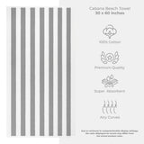 Cabana Striped Oversized Premium Cotton Beach Towel 30x60" - 32 Set Case Pack