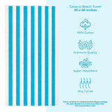 Cabana Striped Oversized Premium Cotton Beach Towel 30x60" - 32 Set Case Pack