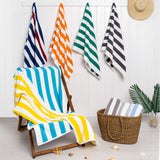 Cabana Striped Premium Beach Towels, Premium Cotton, 30x60 Inches, Soft, Absorbent, Sand Free Swim Towels