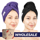 American Soft Linen 100% Cotton Hair Drying Towels for Women, 2 Pack Head Towel Cap - 75 Set Case Pack