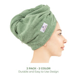 American Soft Linen 100% Cotton Hair Drying Towels for Women, 2 Pack Head Towel Cap - 75 Set Case Pack