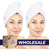 American Soft Linen 100% Cotton Hair Drying Towels for Women, 2 Pack Head Towel Cap - 75 Set Case Pack