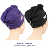 American Soft Linen 100% Cotton Hair Drying Towels for Women, 2 Pack Head Towel Cap