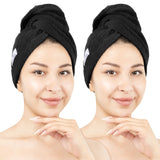 American Soft Linen 100% Cotton Hair Drying Towels for Women, 2 Pack Head Towel Cap