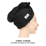 American Soft Linen 100% Cotton Hair Drying Towels for Women, 2 Pack Head Towel Cap