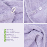 American Soft Linen 100% Cotton Hair Drying Towels for Women, 2 Pack Head Towel Cap