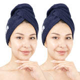 American Soft Linen 100% Cotton Hair Drying Towels for Women, 2 Pack Head Towel Cap