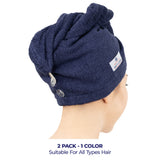American Soft Linen 100% Cotton Hair Drying Towels for Women, 2 Pack Head Towel Cap