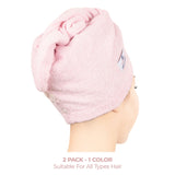 American Soft Linen 100% Cotton Hair Drying Towels for Women, 2 Pack Head Towel Cap
