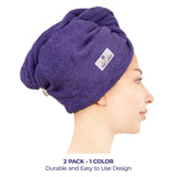 American Soft Linen 100% Cotton Hair Drying Towels for Women, 2 Pack Head Towel Cap