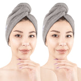 American Soft Linen 100% Cotton Hair Drying Towels for Women, 2 Pack Head Towel Cap