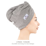 American Soft Linen 100% Cotton Hair Drying Towels for Women, 2 Pack Head Towel Cap
