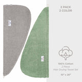 American Soft Linen 100% Cotton Hair Drying Towels for Women, 2 Pack Head Towel Cap
