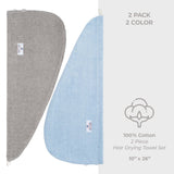 American Soft Linen 100% Cotton Hair Drying Towels for Women, 2 Pack Head Towel Cap