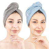 American Soft Linen 100% Cotton Hair Drying Towels for Women, 2 Pack Head Towel Cap