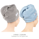 American Soft Linen 100% Cotton Hair Drying Towels for Women, 2 Pack Head Towel Cap