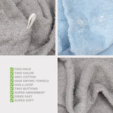 American Soft Linen 100% Cotton Hair Drying Towels for Women, 2 Pack Head Towel Cap