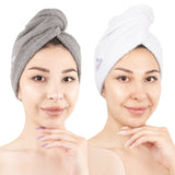 American Soft Linen 100% Cotton Hair Drying Towels for Women, 2 Pack Head Towel Cap