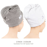 American Soft Linen 100% Cotton Hair Drying Towels for Women, 2 Pack Head Towel Cap