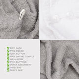 American Soft Linen 100% Cotton Hair Drying Towels for Women, 2 Pack Head Towel Cap