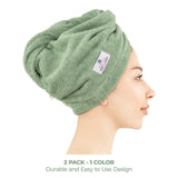 American Soft Linen 100% Cotton Hair Drying Towels for Women, 2 Pack Head Towel Cap