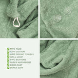American Soft Linen 100% Cotton Hair Drying Towels for Women, 2 Pack Head Towel Cap
