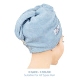American Soft Linen 100% Cotton Hair Drying Towels for Women, 2 Pack Head Towel Cap