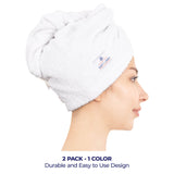 American Soft Linen 100% Cotton Hair Drying Towels for Women, 2 Pack Head Towel Cap