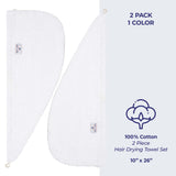 American Soft Linen 100% Cotton Hair Drying Towels for Women, 2 Pack Head Towel Cap