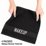 American Soft Linen, Makeup Remover Face Cloth, 100% Cotton Makeup Towels, 4 Packed Face Towels, 12x12 inches, Black - 100 Set Case Pack
