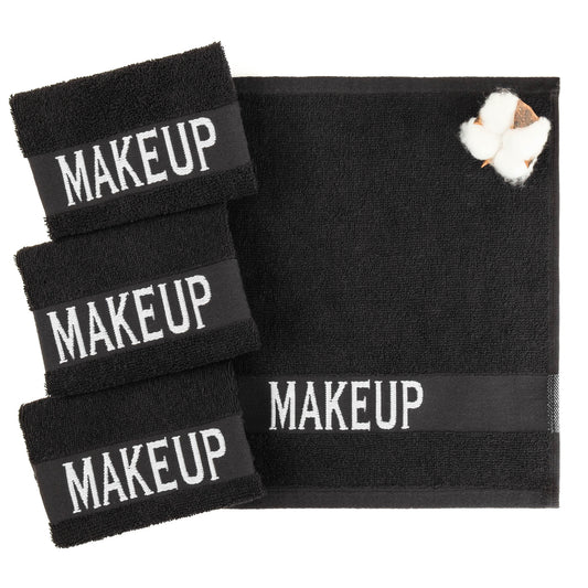 Black Cotton Makeup Remover Face Towels Set of 4