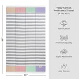 4 Packed Terry Peshtemal and Beach Towel, Mediterranean Collection, 35" x 60",  Modern & Traditional Turkish Towels - 11 Set Case Pack
