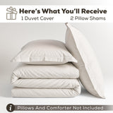 American Soft Linen 100% Washed Cotton Percale Duvet Cover Set – Soft Breathable Bedding Set with Pillow Shams