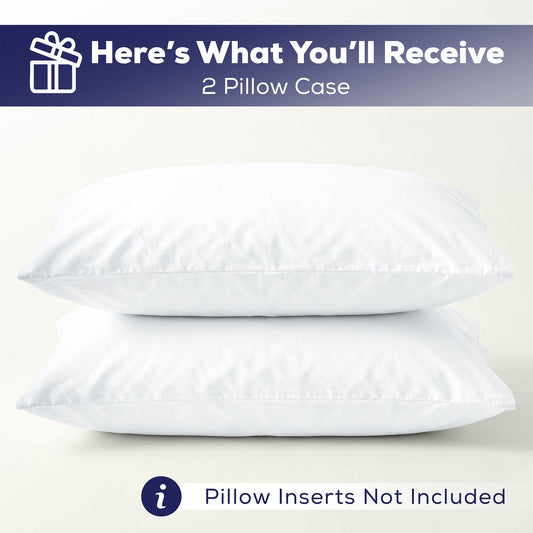 American Soft Linen 100% Washed Cotton Percale Pillowcase Set (2 Pack) – Soft Breathable Pillow Covers