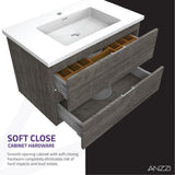 30 in. W x 20 in. H x 18 in. D Bath Vanity Set in Rich Gray with Vanity Top in White with White Basin and Mirror