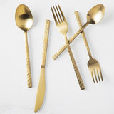 Arezzo Hammered Brushed Gold 5pc Place Setting