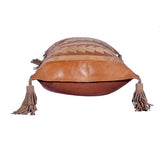 Genuine Leather & Suede Arrow Tasseled Lumbar Pillow