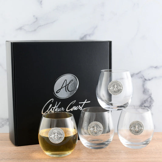 Bee Stemless Wine Glasses - Set of 4