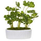 10” Clover Artificial Plant in White Planter (Set of 2)