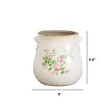10" Floral Print Tuscan Ceramic Scroll Planter