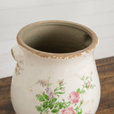 10" Floral Print Tuscan Ceramic Scroll Planter
