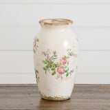 10” Floral Print Tuscan Ceramic Scroll Urn