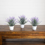 11” Artificial Lavender Plant in White Pot - Set of 3