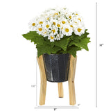 11” Daisy Artificial Arrangement in Tin Vase (Set of 3)
