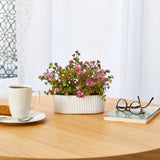 11” Eucalyptus and Sedum Artificial Plant in White Planter